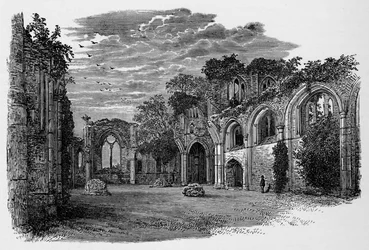 Interior, mirando al este, Abadía de Netley, c1880
