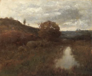 Paisaje otoñal y piscina