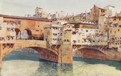 Florencia, Ponte Vecchio (litografia en color)