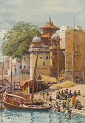 Los Ghats de baño, Benarés, c1880-1905