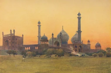 La mezquita Jumma Musjid, Delhi - Al atardecer, c. 1880-1905