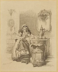 Lezende orde dame
Lectura matutina (título en el objeto)