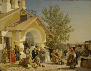 Saliendo de una Iglesia en Pskov