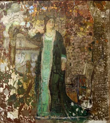 Arpista. Retrato de Tatiana Sergeevna Bartseva (1886-1984) par Savinov, Alexander Ivanovich (1881-1942)