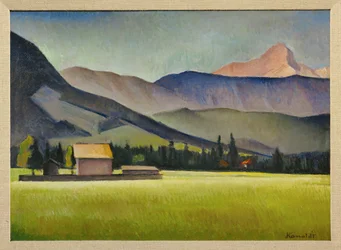 Pico Daniel en los montes Zugspitz, Baviera (pintura sobre cartón)