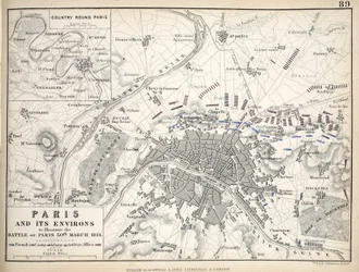 Mapa de París y sus alrededores, publicado por William Blackwood and Sons, Edimburgo y Londres