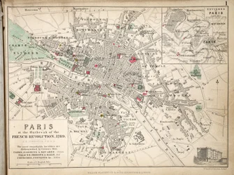 Mapa de París al estallar la Revolución francesa, 1789, publicado por William Blackwood and Sons, Edimburgo y Londres, 1848