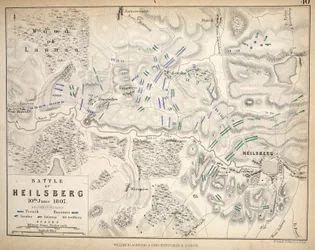 Mapa de Heilsberg, publicado por William Blackwood and Sons, Edimburgo y Londres, 1848