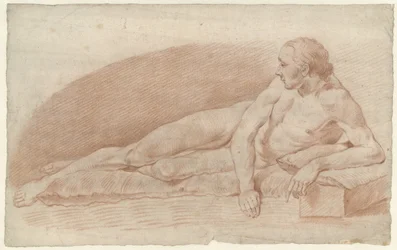 Desnudo masculino recostado, a la derecha