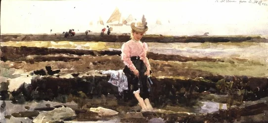 Niña joven chapoteando