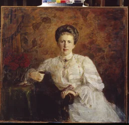 Retrato de la Gran Duquesa Elizaveta Mavrikievna de Rusia. Pintura de Alexander Mikhaylovich Leontovsky (1865-1928), óleo sobre lienzo