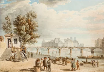 Vista de París - Pont des Arts (Francia) (Vista de París) - Obra de Alexander Pavlovich Briullov (Alexander Briullov) (1798-1877), acuarela sobre papel (21x30 cm), Arte ruso del siglo XIX, Romanticismo - Colección particular