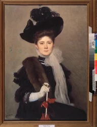 Retrato de la artista Lyubov Gaush (1877-1943). Obra de Alexander (Alexander) Petrovich Sokolov (1830-1911), acuarela sobre papel. Arte ruso, finales del siglo XIX-principios del XX, modernismo. Museo Regional de Arte, Simferopol (Ucrania).