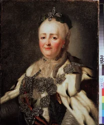 ""Retrato de Catalina II (caterina II) (1729-1796), emperatriz de Rusia"" Pintura de Alexandre Roslin (1718-1795). Estado Regional I. Museo de Arte de Pozhalostin, Ryasan.