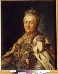 Retrato de la emperatriz Catalina II (1729-1796). Pintura de Alexandre Roslin (1718-1793), óleo sobre lienzo. Arte sueco del siglo XVIII, clasicismo. Museo de Arte Regional, Vinnytsia (Ucrania).