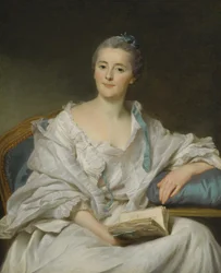 Retrato de Marie-Françoise Julie Constance Filleul, Marquesa de Marigny con un libro