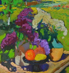 Lilas y frutas bañadas por el sol