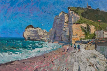 Los acantilados de la soleada playa de Étretat