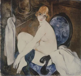 Desnudo en un sillón azul