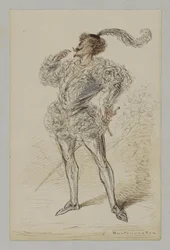 Hombre con espada en traje histórico