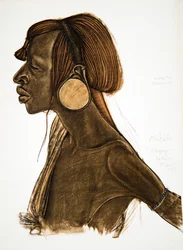 Mutila, MGogo (Dodoma), de Dibujos y Pinturas de África, ejecutados durante la expedición Citroën Centro África, segunda misión Haardt Audouin-Dubreuil, pub. París, 1927