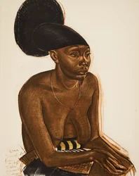 Uru, la Mangbeou (Niangara) haut Ouelle, de Dibujos y Pinturas de África, ejecutados durante la expedición Citroën Centro África, segunda misión Haardt Audouin-Dubreuil, pub. París, 1927