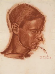 Retrato del artista Vasily Shukhaev 1887-1973, finales de los años 1910