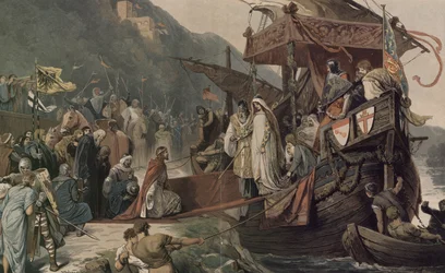 El Emperador Federico II recibe en Stolzenfels a su novia Isabella