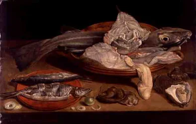 Naturaleza Muerta con Pescado y Ostras
