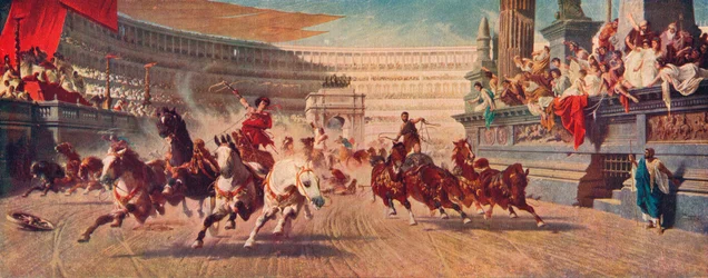 Una carrera romana de carros, hacia 1882