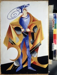 Traje de teatro para la obra "Romeo y Julieta" de William Shakespeare. Gouache de Alexandra Alexandrovna Exter (1882-1949) 1921 Regional M. Museo de Arte Vrubel, Omsk