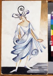 Julieta. Diseño de vestuario para la obra Romeo y Julieta de William Shakespeare (1564-1616). Obra de Alexandra Alexandrovna Exter (1882-1949), gouache sobre cartón