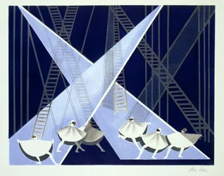 Escenografía para un ballet, ilustración de "Maquettes de Theatre" de Alexandra Exter, publicada en la década de 1920 (litografía)