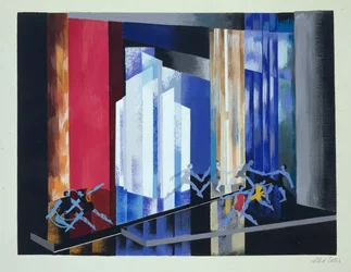 Escenografía para un ballet, ilustración de "Maquettes de Theatre" de Alexandra Exter, publicada en la década de 1920 (litografía)