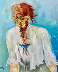 Niña con una trenza de girasoles
