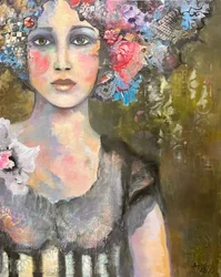 Retrato floral sereno