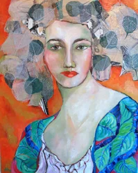 Mujer de la hoja vibrante