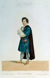 Tenor francés Adolphe Nourrit (1802-1839) en el papel de Melechtal en la ópera "Guillaume Tell" (Guillermo Tell) de Gioacchino Rossini (1792-1868). Ilustración de Alexandre Lacauchie (siglo XIX) París, Biblioteca del Museo de la Ópera