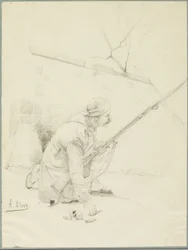 Soldado herido cargando su rifle