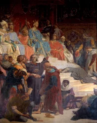 El rey Luis IX (San Luis) (1214-1270) impartiendo justicia