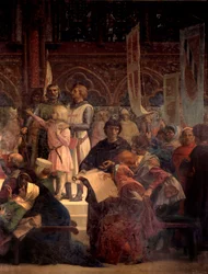 El rey Luis IX, llamado San Luis (1214-1270), impartiendo justicia