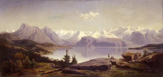 Paisaje suizo con lago