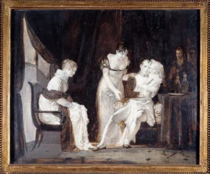 Napoleón con el Rey de Roma. Napoleón I Bonaparte (1769-1821), su esposa María Luisa de Austria (1791-1847) y en sus brazos su hijo Napoleón II llamado el rey de Roma o el Aiglon (1811-1832)