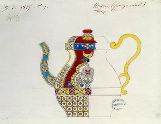Tetera turca. Dibujo de Alexandre Evariste Fragonard (1780-1850). Sèvres, Manufactura de Porcelana