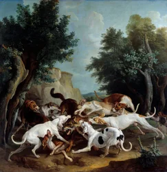 Caza de lobos. Pintura de François Desportes (1661-1743) 1725. Museo de Bellas Artes.