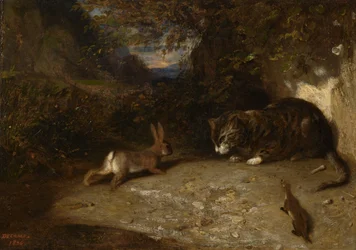 Gato, comadreja y conejo, 1836