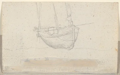 Vista de un pueblo (verso: barco)