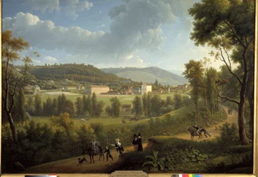 Vista del pueblo de Jouy en Josas con la fábrica fundada en 1785 por Oberkampf