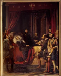 La muerte del rey de Francia Enrique IV (1553-1610), su cuerpo es exhibido en el Louvre