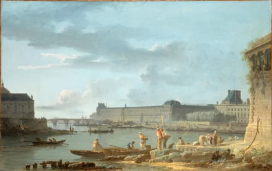 El Louvre y el Pont Royal, vistos desde el Pont-Neuf, c.1780 (óleo sobre lienzo)